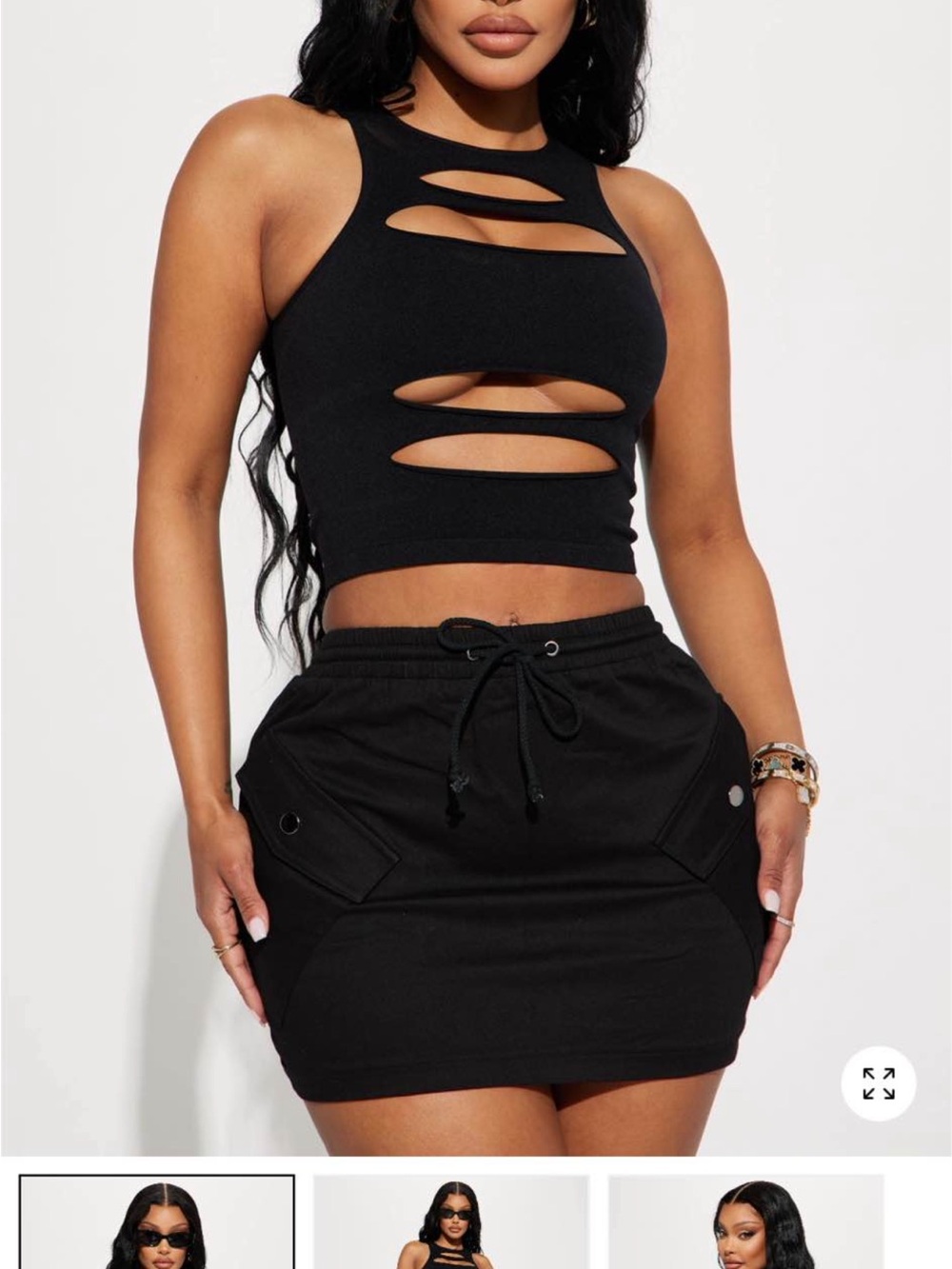 Fashion Nova Black Cutout Ribbed Crop Tank